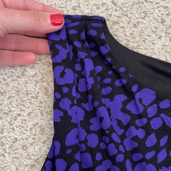 LOFT Purple & Black Animal Print Dress, XS - Picture 5 of 13